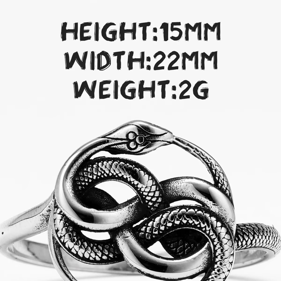 Metal Town Ring Schlange Ouroboros, Edelstahl, Silber, Unisex - Bild 4