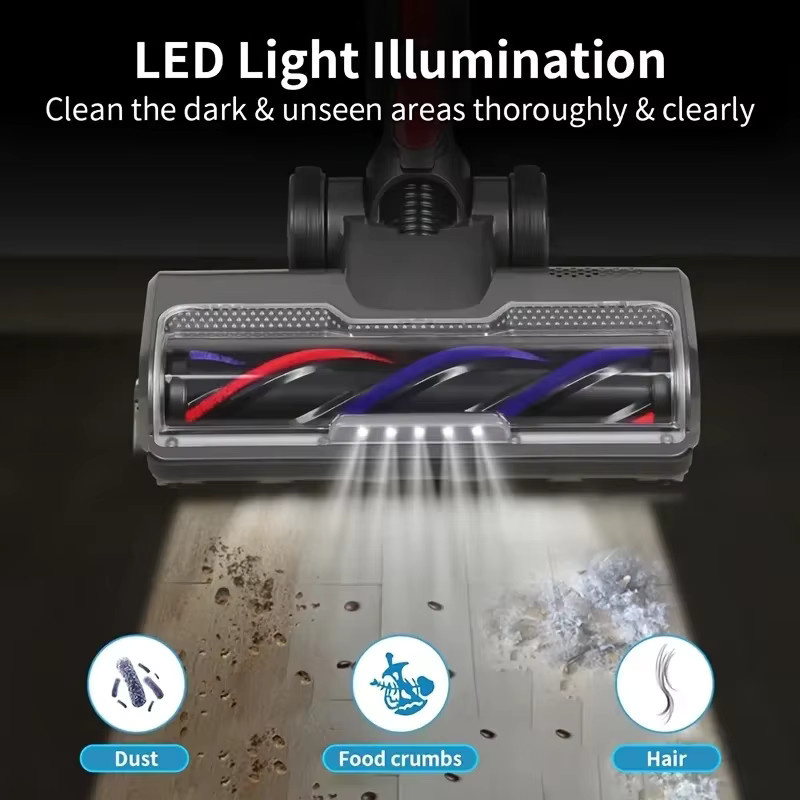 Dyson Rollenbürstenkopf mit fünf LED-Leuchten in Grau, passend für V7 V8 V10 V11 V15 Staubsauger, für Teppiche und Hartholzböden, B/T/H: 25,5 x 12,0 cm - Bild 3