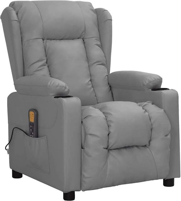 vidaXL Massagesessel in Grau aus Kunstleder mit Armlehnen, B/T/H: 76,7 x 99,5 x 136,5 cm - Bild 1