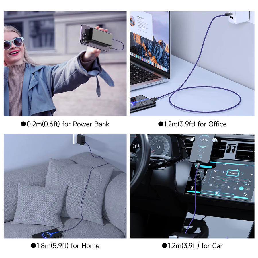 MOSHOU USB-C Schnellladekabel mit 240W Leistung, geflochtenes Typ-C Ladekabel für Laptops, MacBook, Samsung und iPhone - Bild 5