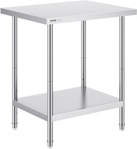 VEVOR Edelstahl Arbeitstisch in Silber, höhenverstellbare Edelstahl-Arbeitsstation für Küche, Garage, Restaurant oder Garten, B/T/H: 61 x 76,2 x 86,4 cm - Bild 1