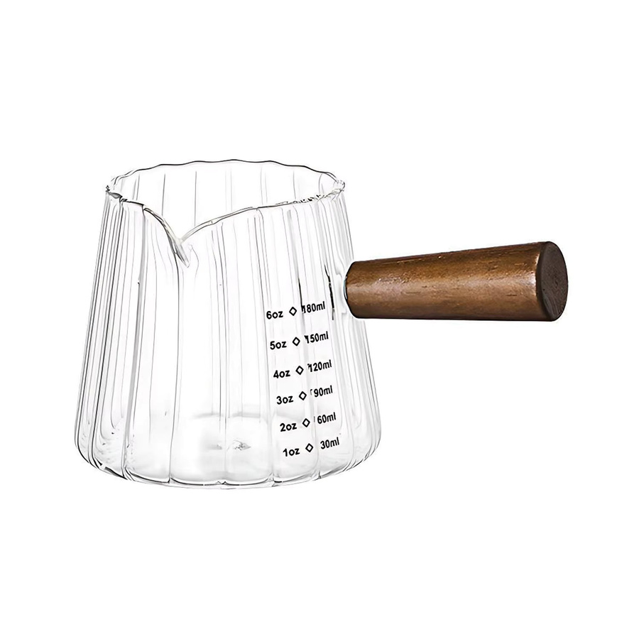 OANKR Glas-Messbecher mit Ausgießer und Holzgriff aus Borosilikatglas, transparent, 177 ml - Bild 6