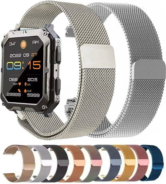 Hiyii Uhrenarmband Milanaise, Edelstahl, Silber, Unisex, 22mm - Bild 1