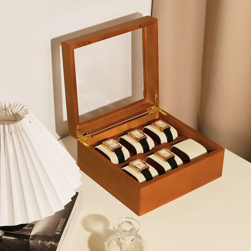 MISHITU Holz Uhren-Organizer zur Aufbewahrung von Armbanduhren und Schmuck in Beige oder Braun - Bild 2