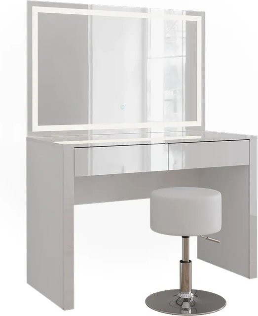 Vicco Schminktisch Annabelle in Weiß Hochglanz mit LED-Spiegel und Hocker, Breite: 110 cm - Bild 1