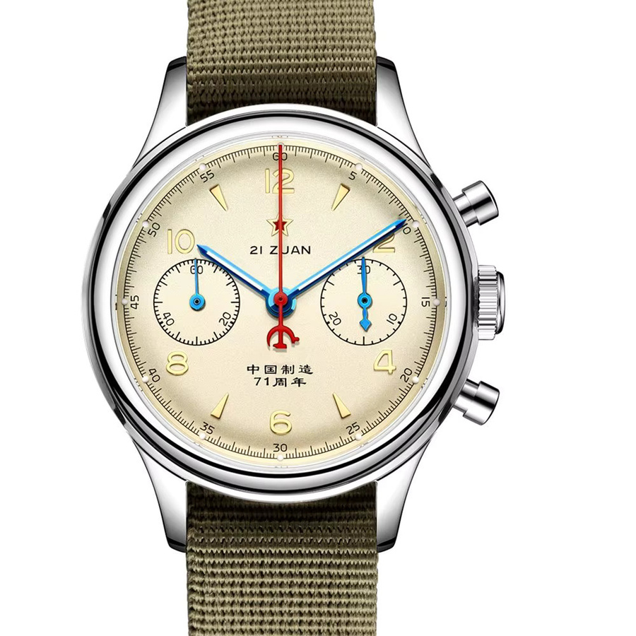 Red Star Chronograph, Handaufzug, Edelstahl, 38 mm, Herren - Bild 3