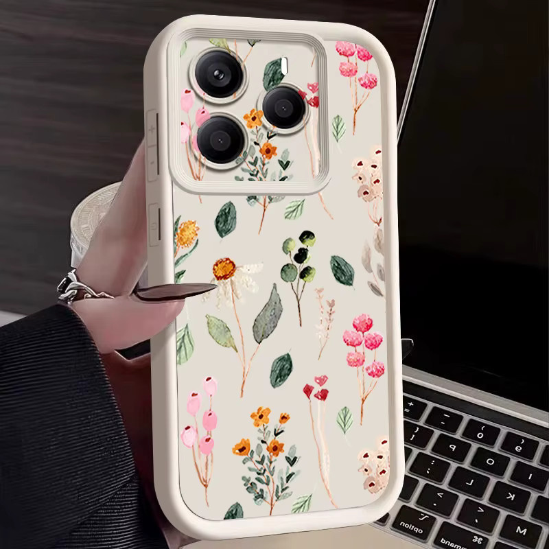 Stoßfeste Silikon Handyhülle mit Blumenmuster für Xiaomi Redmi Note 14 13 Pro 4G und Note 13 14 Pro Plus 5G in Weiß und Multicolour - Bild 3