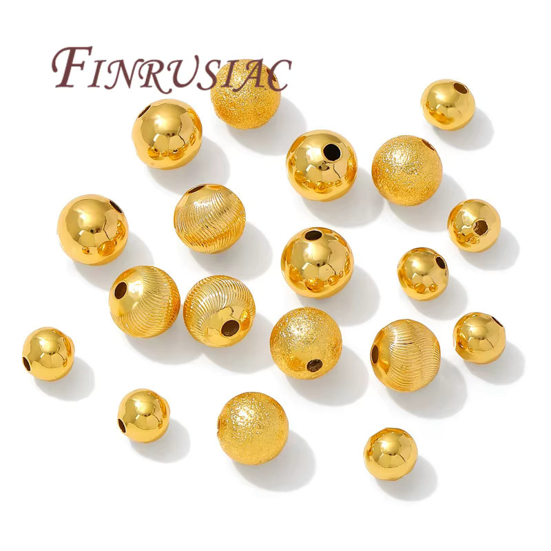 FINRUSIAC Abstandshalterperlen, 18K vergoldet, rund, 6mm, 8mm - Bild 1