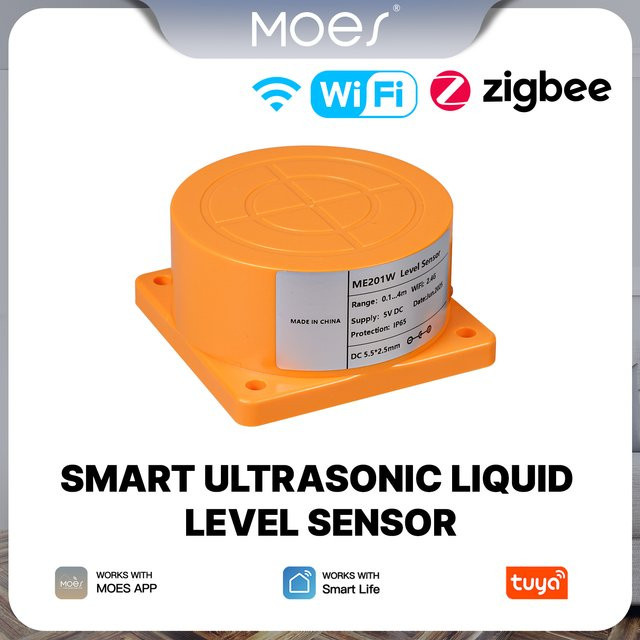 MOES Tuya Smart Ultraschall Flüssigkeitsstandssensor für Wasserbehälter mit WiFi/Zigbee App-Fernsteuerung und Echtzeit-Alarmbenachrichtigung - Bild 1