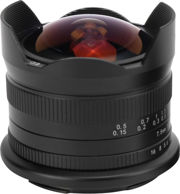 7Artisans 7.5mm F2.8 II Fisheye-Objektiv 190 Grad APSC für Olympus Micro Four Thirds, Schwarz - Bild 1