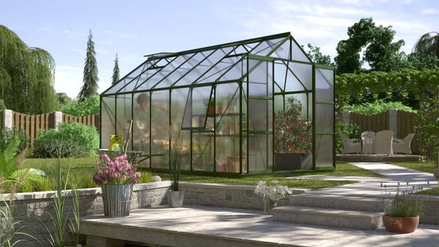 Vitavia Gewächshaus Jupiter 11500 in Smaragdgrün mit 11,5 m² Fläche, Polycarbonat und Aluminiumrahmen - Bild 1