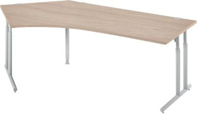 Schäfer Shop Select Winkelschreibtisch COMBITEC mit 135 Grad Winkel links, C-Fuß, Eiche und Weiß, B: 216,5 cm, T: 80 cm, H: 67,7-81,7 cm - Bild 1