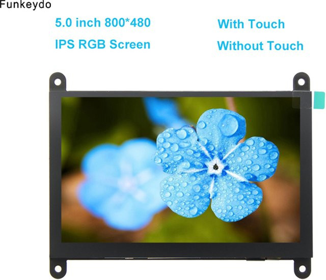 FUNKEYDO 5 Zoll RGB-LCD-Bildschirm mit IPS/TN-Touchscreen Modul in Schwarz für Wildfire, STM32 und ESP32, Auflösung 800 x 480 Pixel - Bild 1