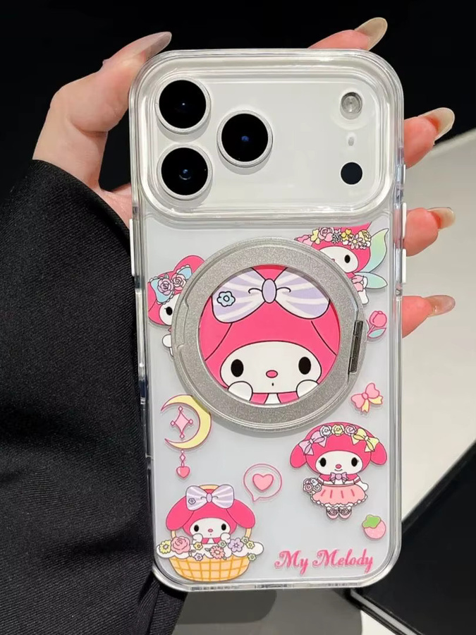 Sanrio Handyhülle mit magnetischer Halterung für iPhone 17 16 15 14 13 Pro Max in Multicolour mit Kuromi My Melody Hello Kitty Motiven - Bild 5