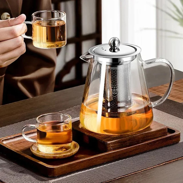 Hitzebeständige Glas-Teekanne mit Edelstahl-Teesieb in Transparent, 450 ml - Bild 1