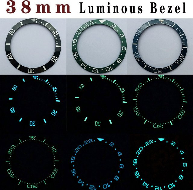 Miuksi Lünetten-Einsatz, Keramik, Blau-Grün, 38 mm, Unisex - Bild 1