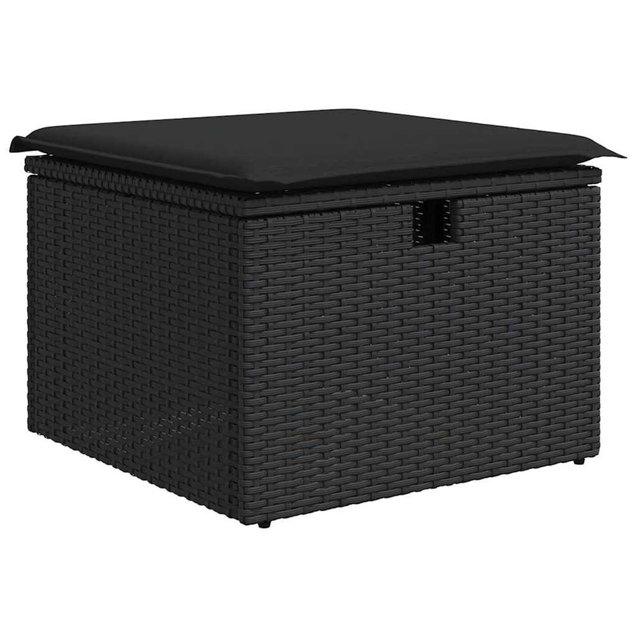 vidaXL 7-tlg. Garten-Sofagarnitur in L-Form aus Polyrattan mit Kissen, Schwarz - Bild 3