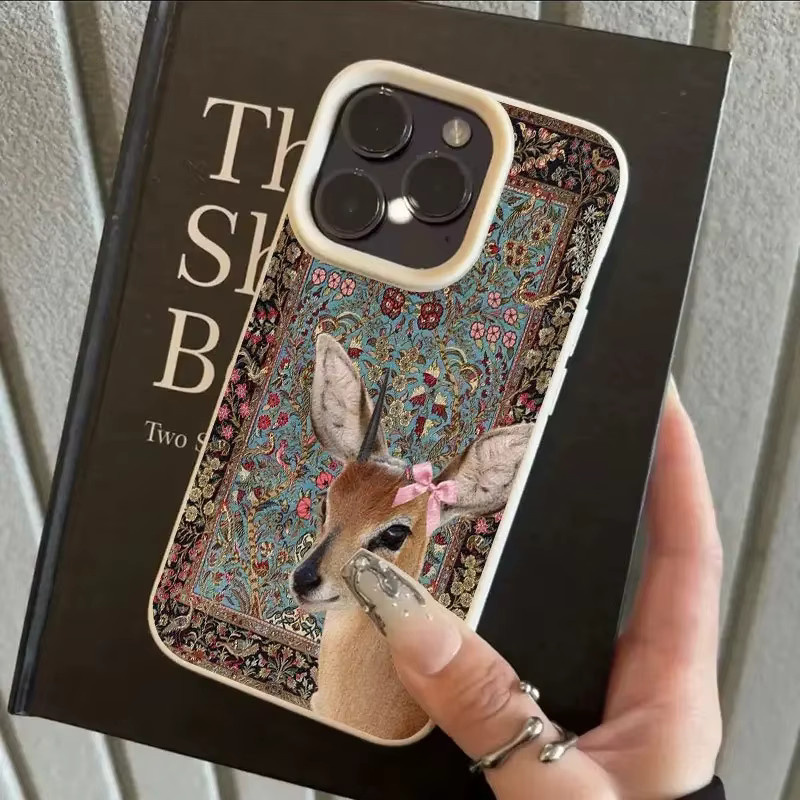 Handyhülle mit Vintage Hirsch-Litschi-Muster für Samsung Galaxy Modelle in Multicolour - Bild 3