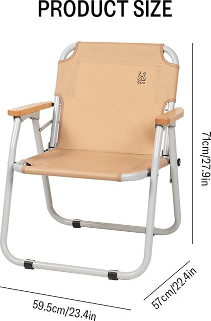 GERC Klappbarer Campingstuhl mit Holzarmlehnen für Outdoor und Strand - Bild 1