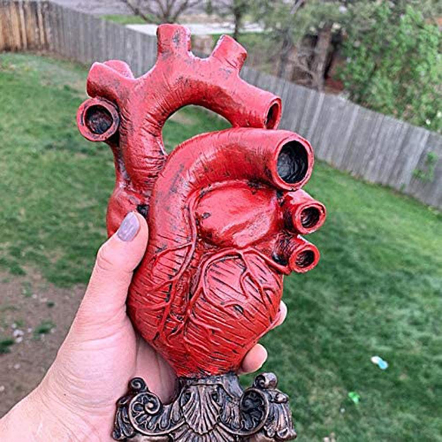 CosyHome Anatomische Herzvase aus Harz in Rot für Schreibtisch und Büro - Bild 3