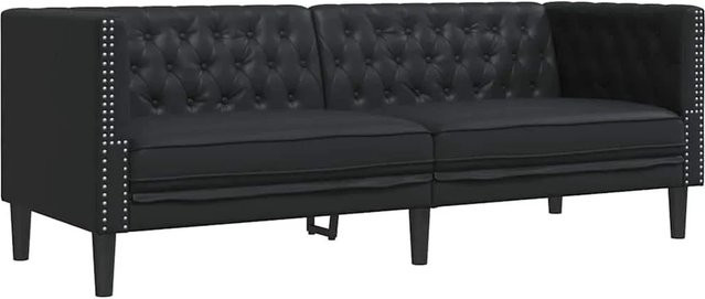 vidaXL Chesterfield Sofa Schwarz mit Armlehnen aus Kunstleder und Schaumstoff, B/T/H: 194 x 74,5 x 70,5 cm - Bild 1