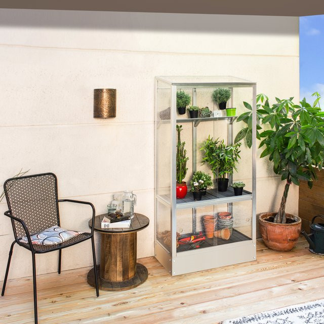 Vitavia Balkongewächshaus Polis aus eloxiertem Aluminium mit 3 mm ESG-Glas und Stahlfundament - Bild 1
