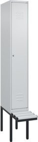 C+P Spind Classic PLUS Garderobenschrank mit Sitzbank, 1 Abteil, Lichtgrau, B/T/H: 212,0 x 30,0 x 81,5 cm - Bild 1