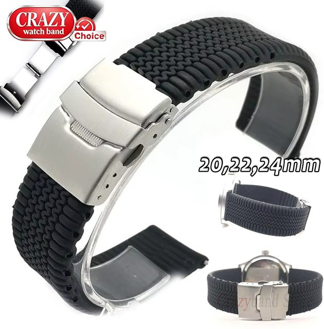 crazyband Uhrenarmband Silikon, Schwarz, Herren - Bild 1