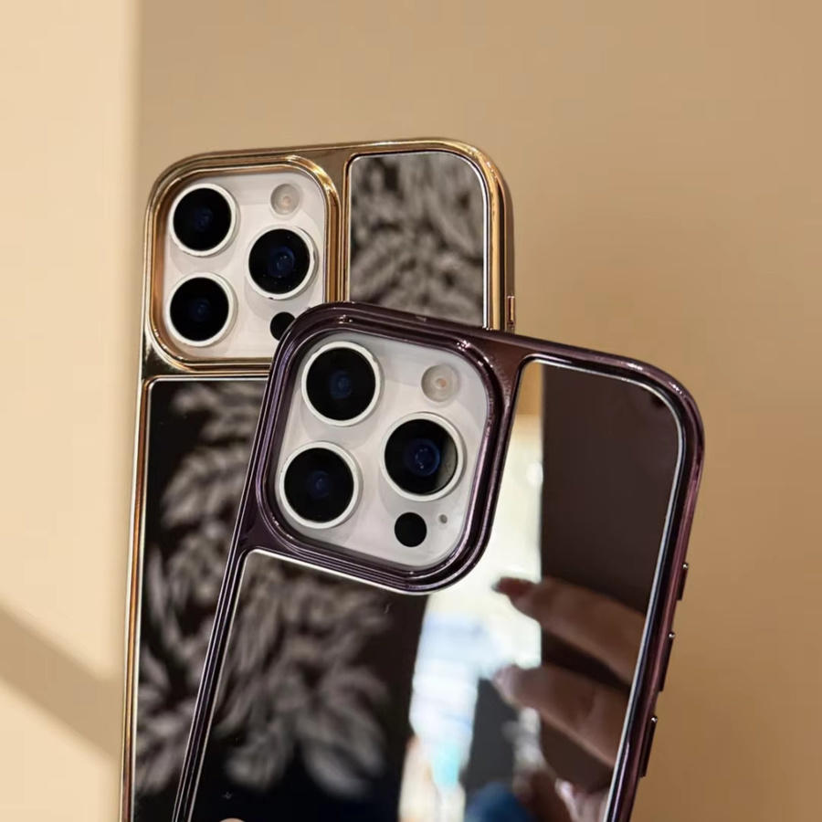 RPKKS Make-up-Spiegel Telefonhülle in Purple für iPhone 11 bis iPhone 17 Pro Max Plus XR stoßfeste Schutzabdeckung mit glänzendem Design - Bild 2