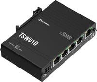 Teltonika TSW010 Switch mit 5 Ethernet-Ports, 100 Mbit/s, Passives PoE und DIN-Schienen-Montage, Schwarz - Bild 1