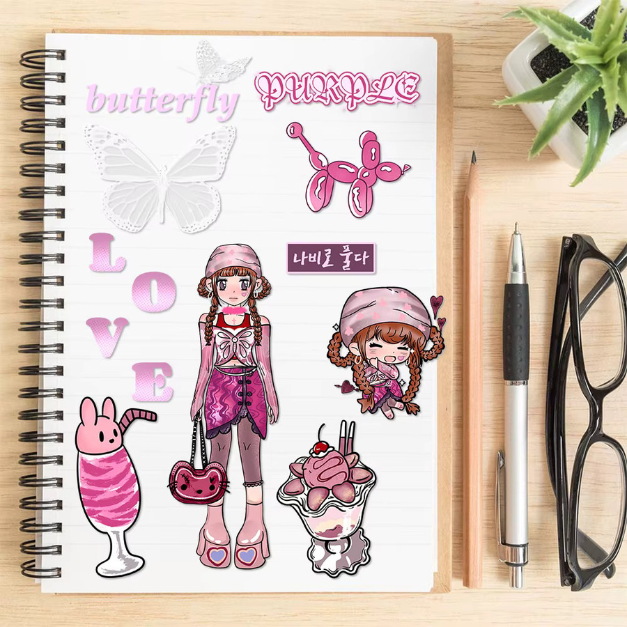 8er Set Millennium Girl Guka DIY Aufkleber von BulingBulingStickers Shop in Multicolour für Helm, Fahrrad und Schreibwaren - Bild 3