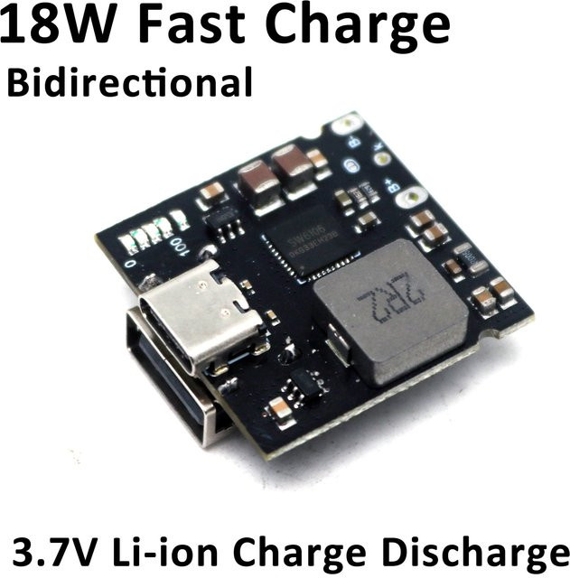 DYKBmetered SW6106 PD 18W Schnelllademodul 1S BMS Lade- und Entladeplatine für 18650 Li-Ionen Batterien mit USB-C, Schwarz - Bild 1