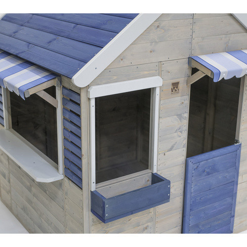 Wendi Toys Kinderspielhaus Delfin aus Holz mit Kaufladen-Fenster und Markisen, Blau/Natur - Bild 7