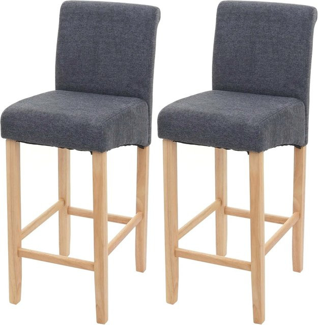 PROREGAL 2er-Set Barhocker gepolstert mit Lehne in Dunkelgrau mit Holzbeinen im Retro-Look, Sitzhöhe: 75 cm - Bild 1