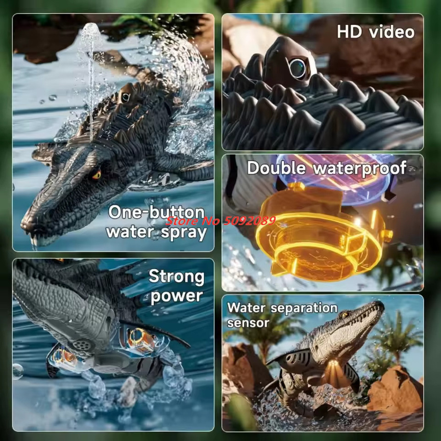 Tccicadas Dinosaurier, Ferngesteuertes Boot, mit Spray Wasser - Bild 6