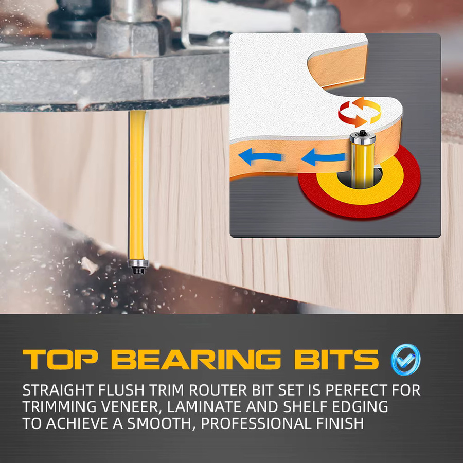 CMCP Flush Trim Router Bit mit 8mm Schaft und langer Klinge aus Hartmetall für die Holzbearbeitung - Bild 2