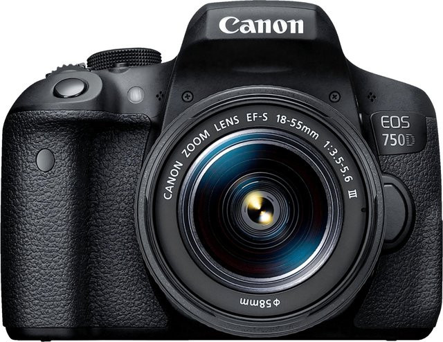 Canon EOS 750D DSLR-Kamera mit EF-S 18-55mm f/3.5-5.6 III Zoomobjektiv in Schwarz - Bild 1