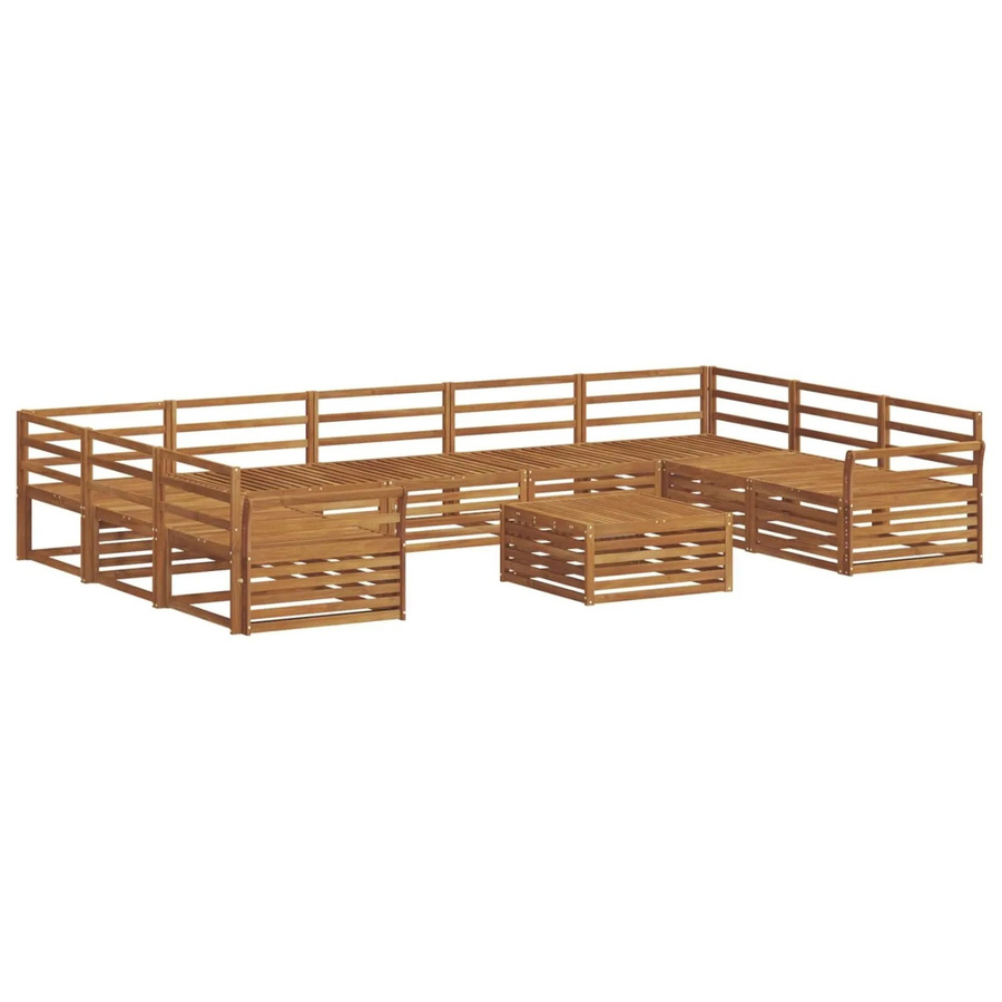 vidaXL Sofagarnitur aus Akazie Massivholz in Natur mit 10-teiligem Set im U-Shape Design - Bild 2