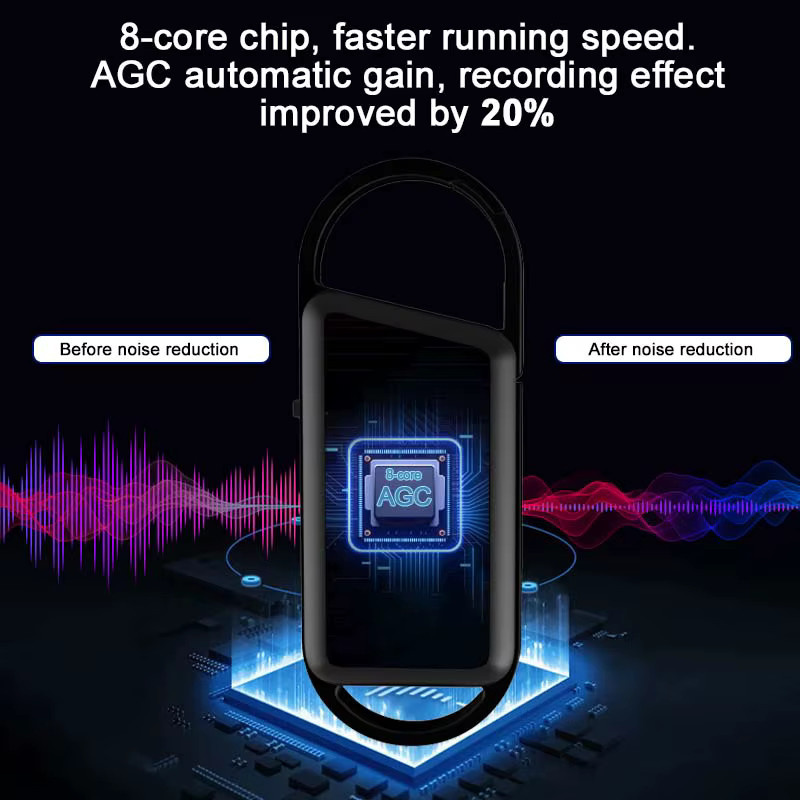 XIXI SPY Schlüsselanhänger Mini Sprachaktivierter Rekorder Digitales Audio-Aufnahmegerät Tragbares Professionelles Mikro-Diktiergerät MP3-Player in Schwarz - Bild 6