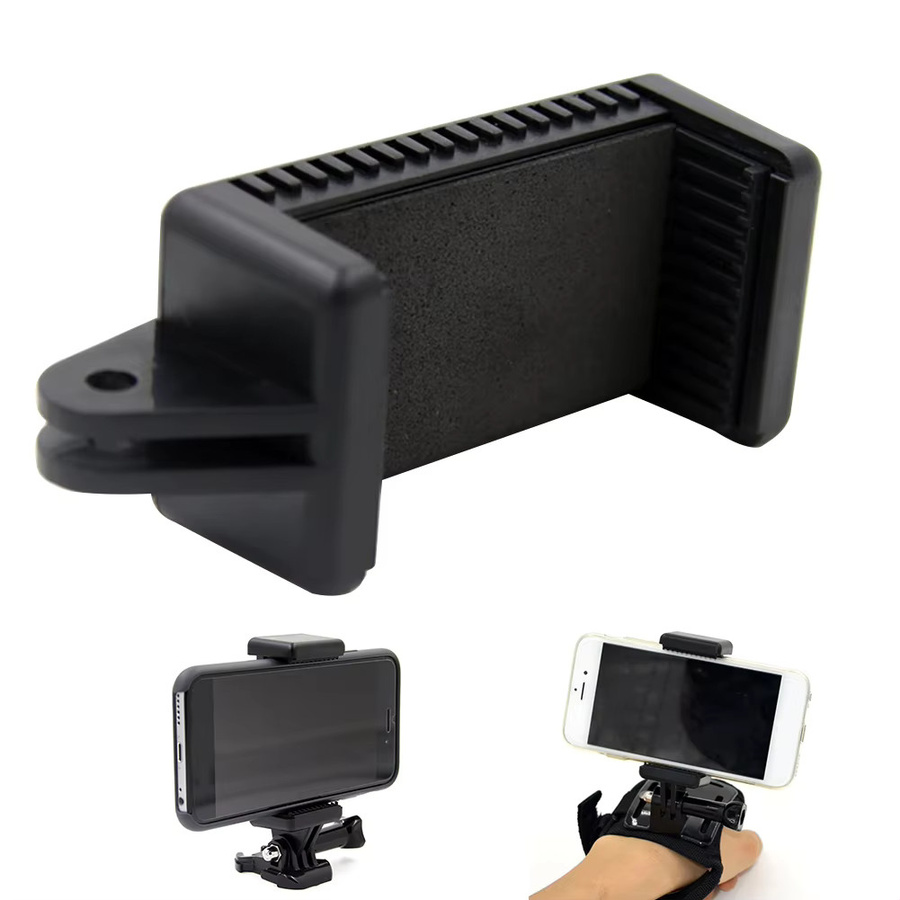 Wrumava Tragbare Kamera Halterung mit 1/4 Zoll Schraubloch und Smartphone Clip Stativ Adapter in Schwarz - Bild 3