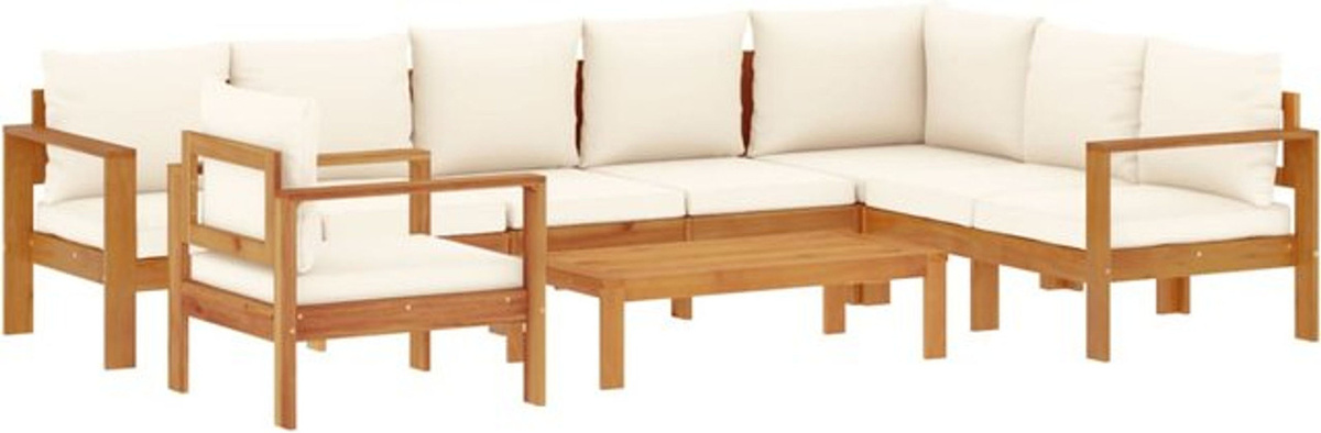6-teilige Garten-Sofagarnitur aus Massivholz Akazie mit Kissen in Beige von vidaxl - Bild 1