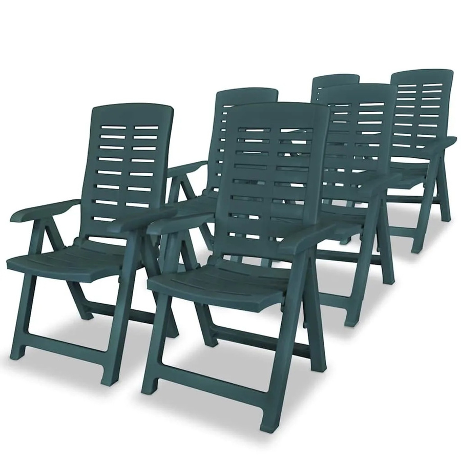 Furnicato Garten-Liegestühle Set aus Kunststoff in Grün, 6 Stück, B/T/H: 110 x 61 x 108 cm - Bild 2