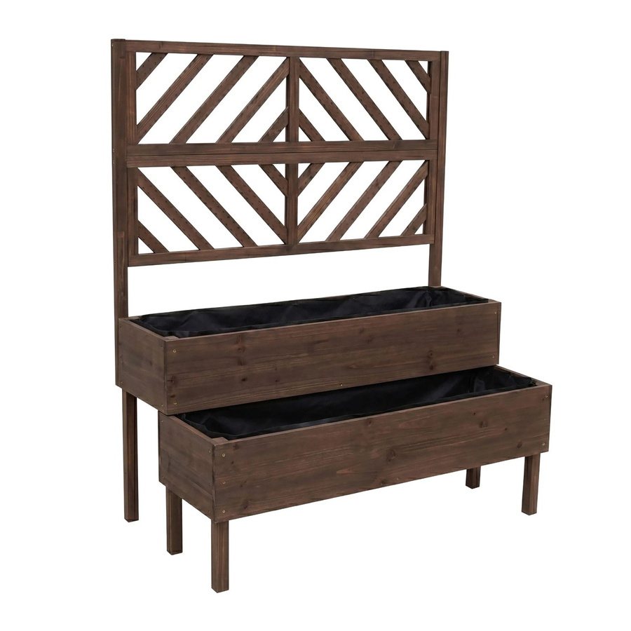 Relaxdays Hochbeet aus Tannenholz mit Rankgitter in Braun, H x B x T: 135 x 109 x 62 cm - Bild 2