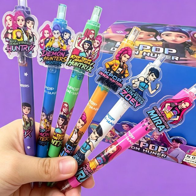 Bandai Anime Girls Lumi Mila Zoi Hunters Gelstifte, 6er Set, Mehrfarbig, Ästhetisches Cartoon Briefpapier für Schule und Büro - Bild 1