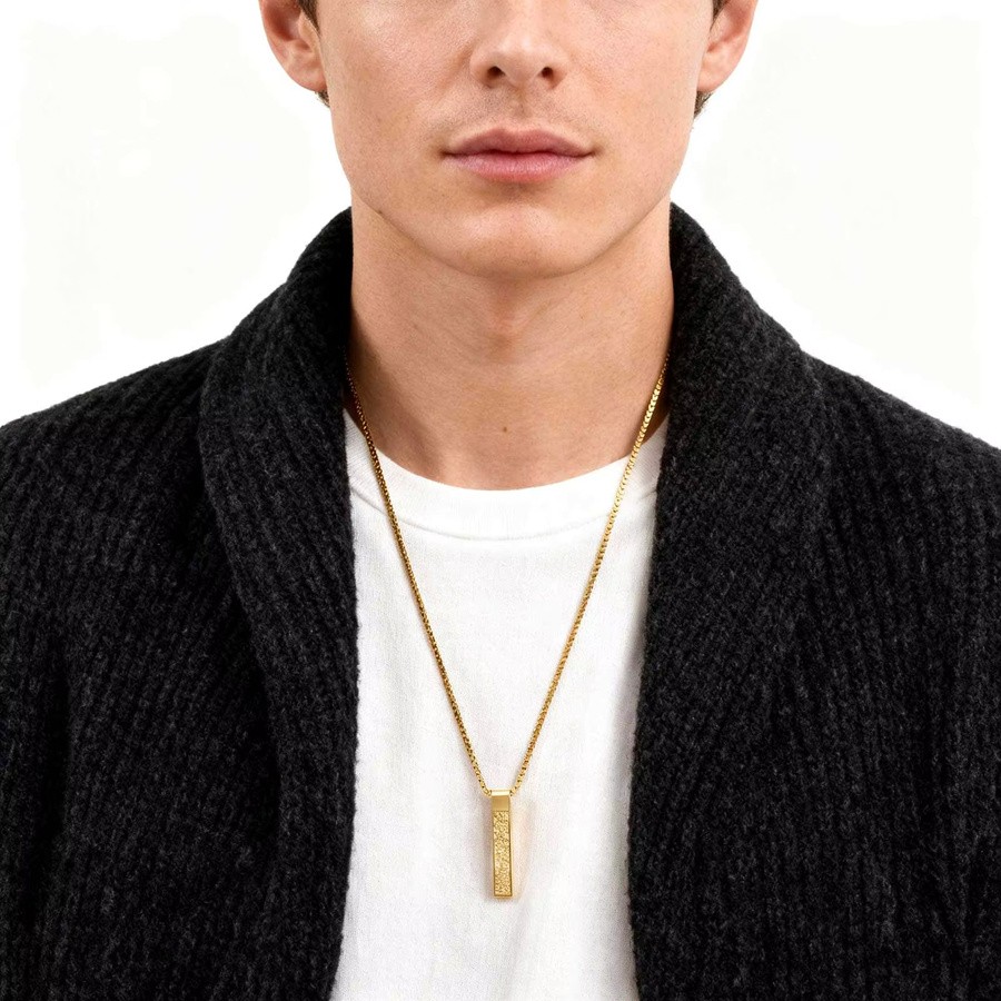 prjewel Anhänger-Halskette, Edelstahl, Gold, Herren - Bild 2