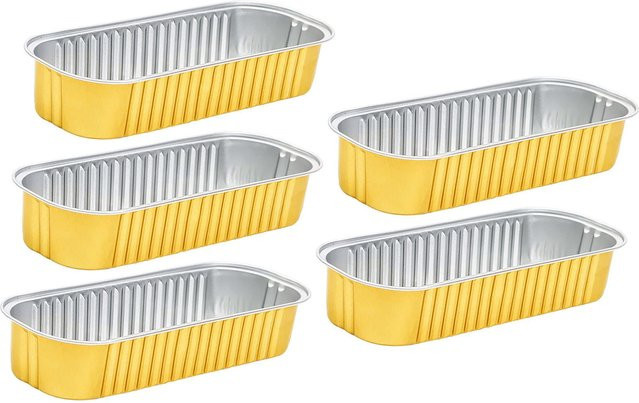 CosyHome 5er Set quadratische Aluminiumfolienpfannen für Heißluftfritteusen in Grau und Gold - Bild 1