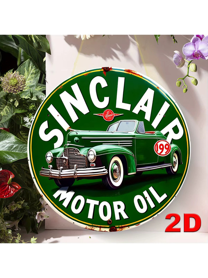 Sinclair Motor Oil Vintage Metall-Blechschild, rundes Aluminium-Wanddekor in Multicolour, Durchmesser: 20 cm - Bild 6
