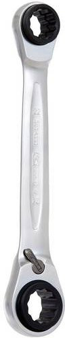 KS Tools GEARplus 4 in 1 umschaltbarer Doppel-Ratschenringschlüssel, Farbe: Silber, Schlüsselweite: 21 x 22 x 24 x 27 mm - Bild 1
