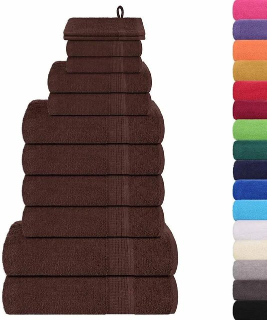 vidaXL 12-tlg Handtuch-Set aus 100% Baumwolle in Braun mit 360 g/m² - Bild 1