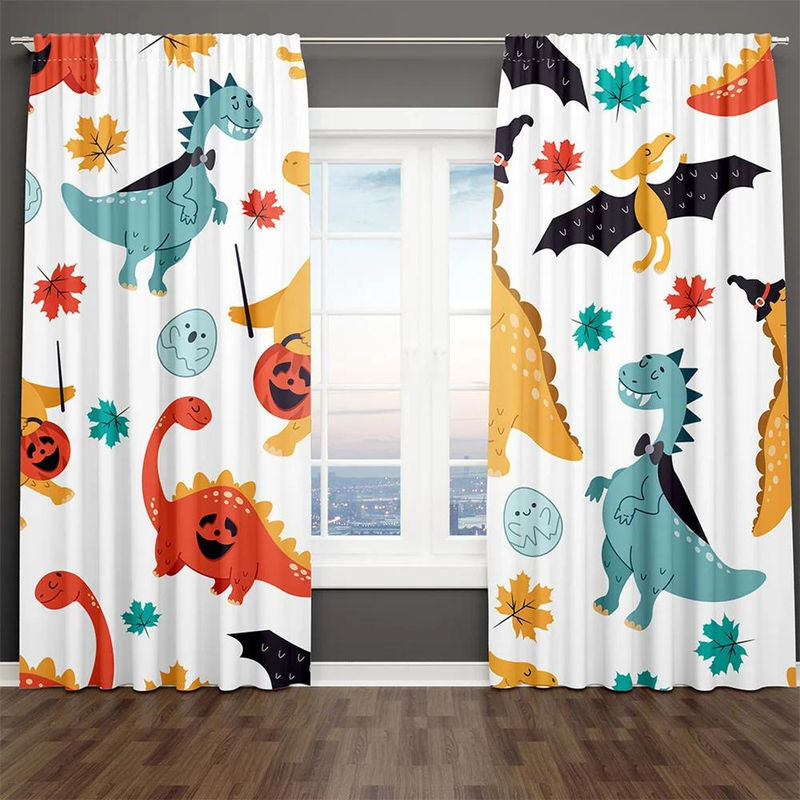 A Family Of Home Textiles Cartoon Dinosaurier Vorhänge für Kinder, 2er-Set, Mehrfarbig, B: 85 cm, H: 220 cm - Bild 2